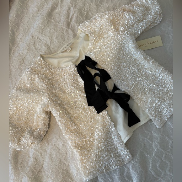 Thirty Thirty White Sequin Bow Front Jacket XS | New with Tags - Picture 6 of 6